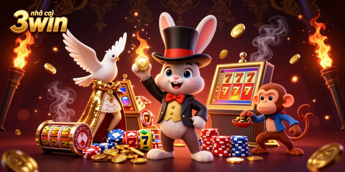 Engage in thrilling gaming with nhà cái 3win, where a magician and friends unveil exciting jackpots and treasures.