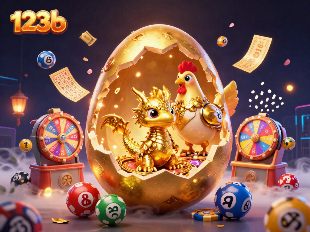 Engage with 123b and witness a majestic golden dragon amidst vibrant casino excitement and gaming elements.