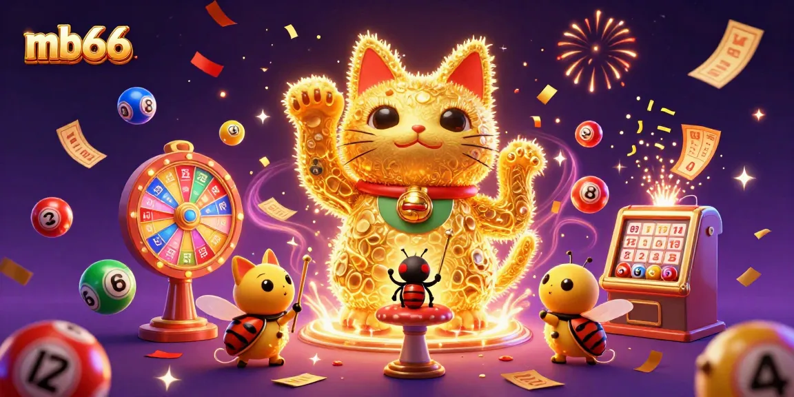 Engage with mb66's exhilarating gaming scene featuring a lucky cat and dynamic casino elements.