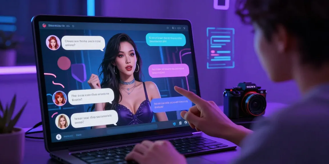 Engaging interaction with a customizable slut ai character on a sleek digital device, showcasing playful dialogue bubbles.