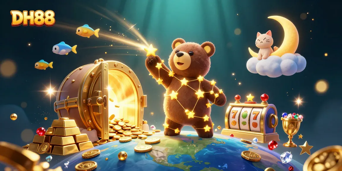 Engage with DH88 and win big while enjoying a vibrant casino adventure featuring a constellation bear and treasure elements.