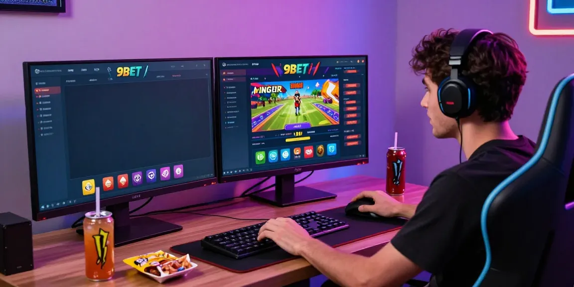 Player immersed in a thrilling 9bet gaming experience at home.