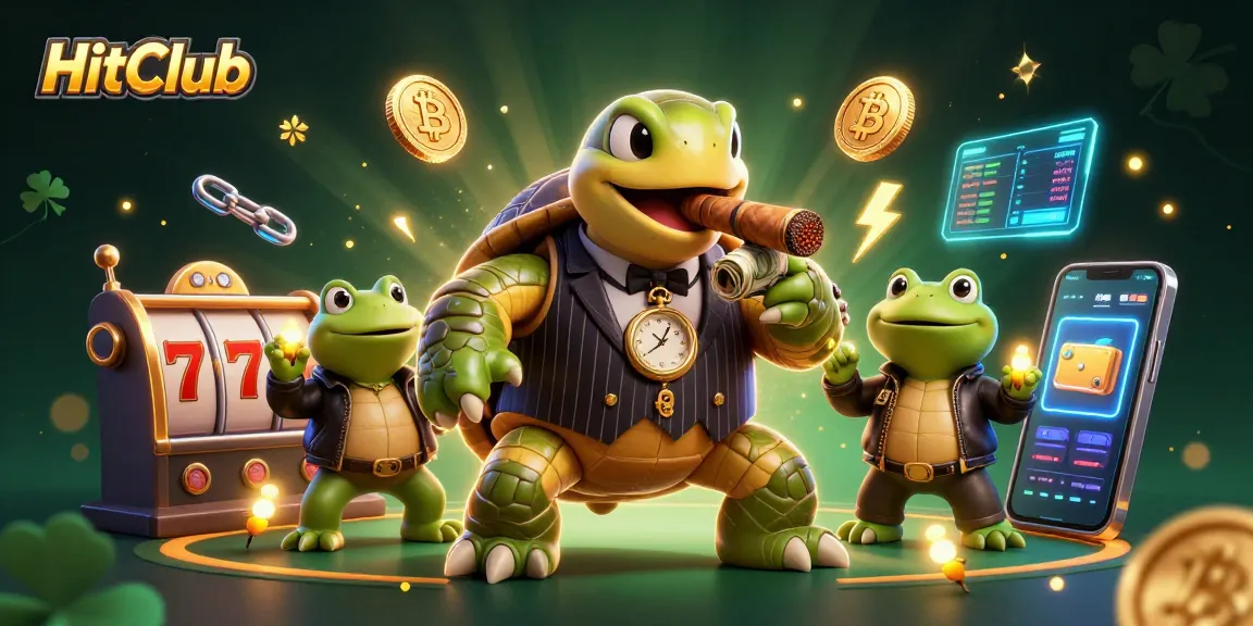 Join HitClub's thrilling 3D casino adventure with a snapping turtle mobster and vibrant slot games.