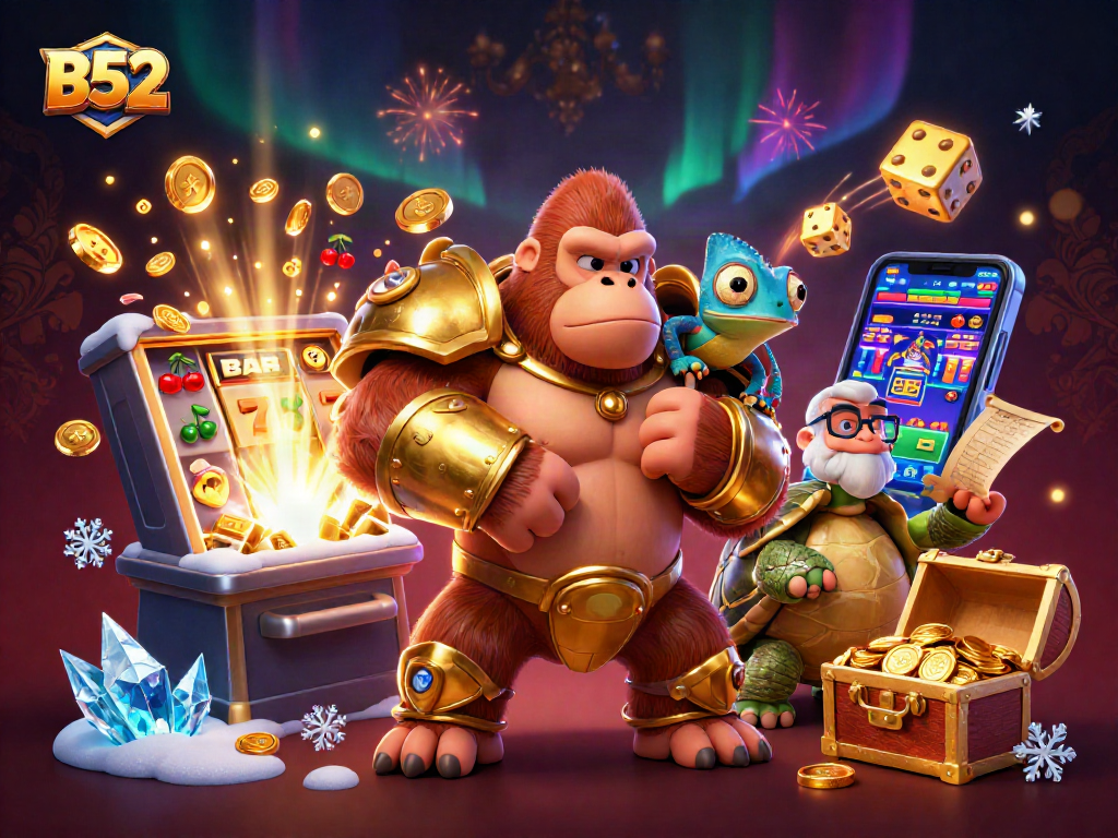 Experience B52 excitement at the slots with colorful jackpots and dynamic casino elements.
