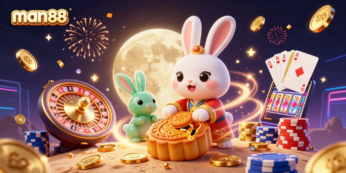Engage with man88 casino excitement as a moon rabbit and its jade companion reveal poker victories on the lunar surface.