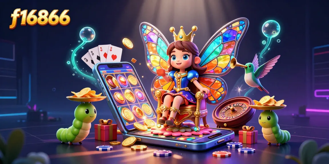 Engage with vibrant f16866 slots game featuring a butterfly queen and immersive casino elements.