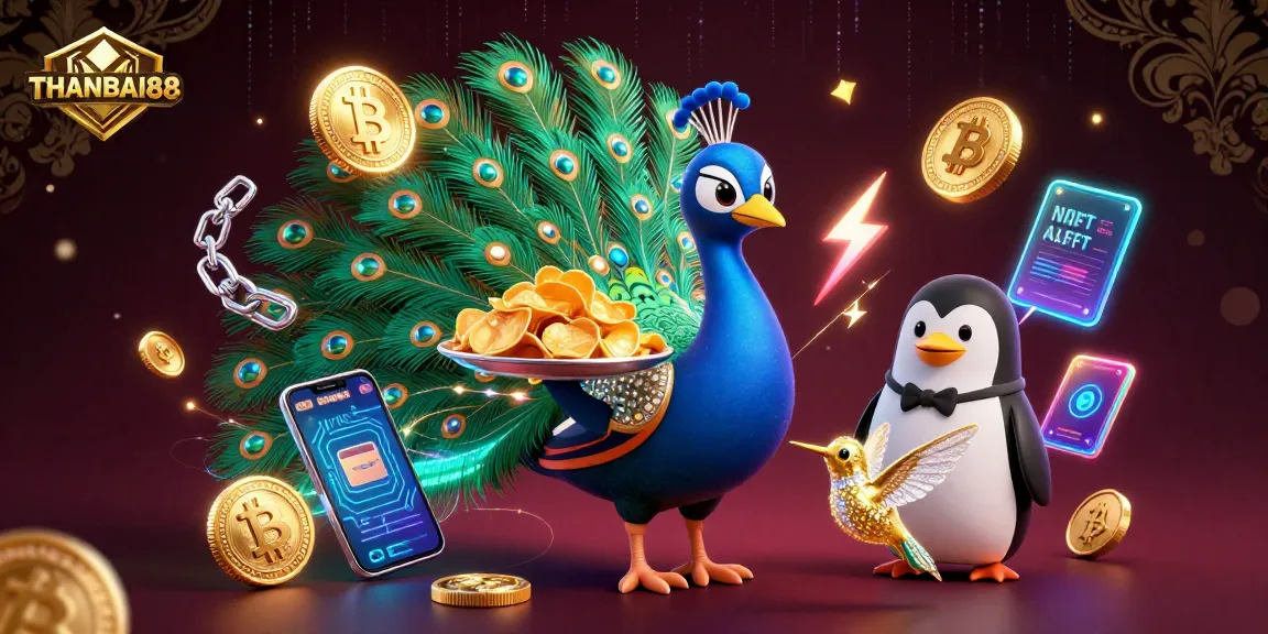 Engage in thrilling casino action with THANBAI88 while dazzled by a peacock and a butler penguin.