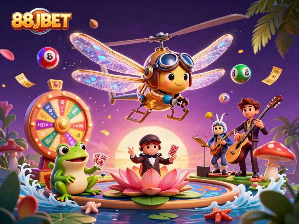 Experience thrilling action at 88JBET with a lively casino scene featuring dynamic characters and games.