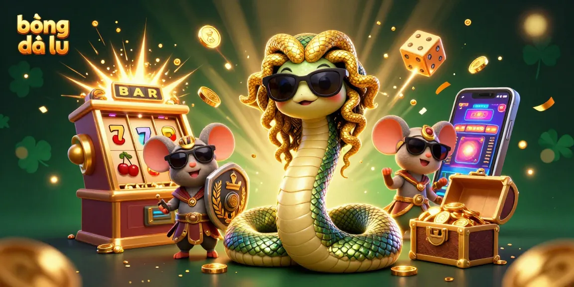 Bet on bóng đá lu with exciting visuals of 3D casino elements and characters in dynamic action.