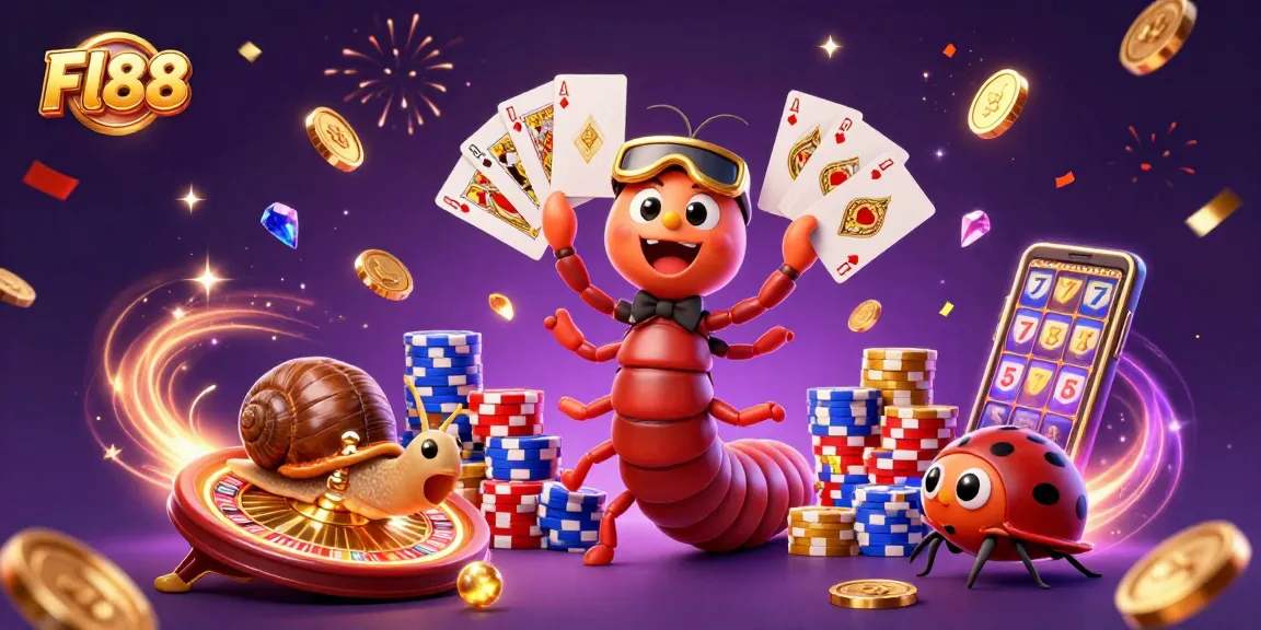Spin to win at Fl88 with colorful casino elements and characters in an exciting, immersive scene.