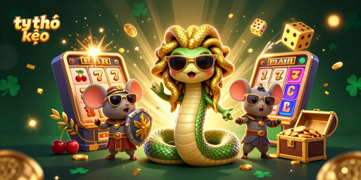 Bet on tỷ lệ kèo with a vibrant casino scene featuring Medusa and a warrior mouse.