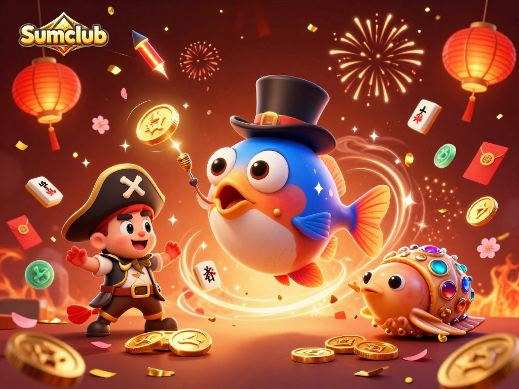 Sumclub attracts players with breathtaking games, featuring a glowing anglerfish amidst rich casino elements.