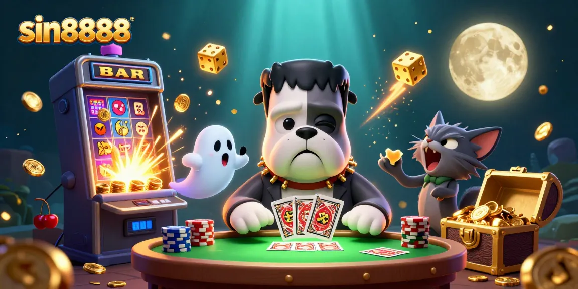 Experience the thrill of gaming at sin8888 with a lively casino scene featuring unique characters and dynamic gaming elements.