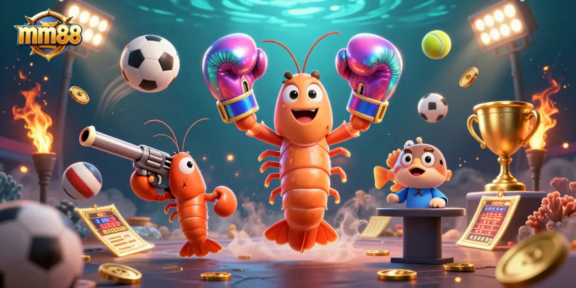 Experience thrilling gameplay with mm88 in a vibrant casino scene featuring dynamic sports elements and delightful characters.
