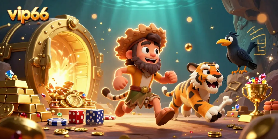 Experience the thrill of vip66 casino with prehistoric characters and dazzling treasures.
