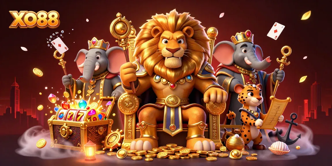 Experience the thrill of XO88 with vibrant, packed casino action featuring slots and dynamic characters.