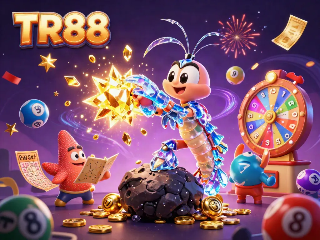 Experience TR88 gaming with vibrant lottery elements and engaging characters in a thrilling casino atmosphere.