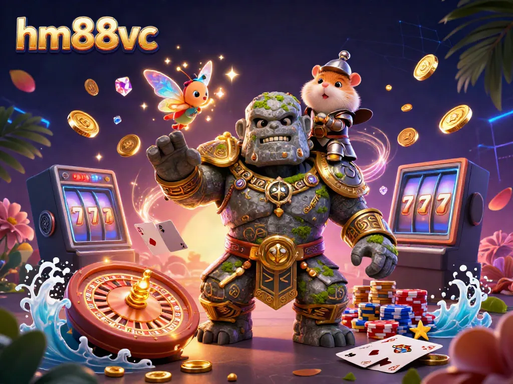 Experience the thrilling hm88vc gaming adventure with a magical golem, fairy, and hamster knight in an immersive casino world.