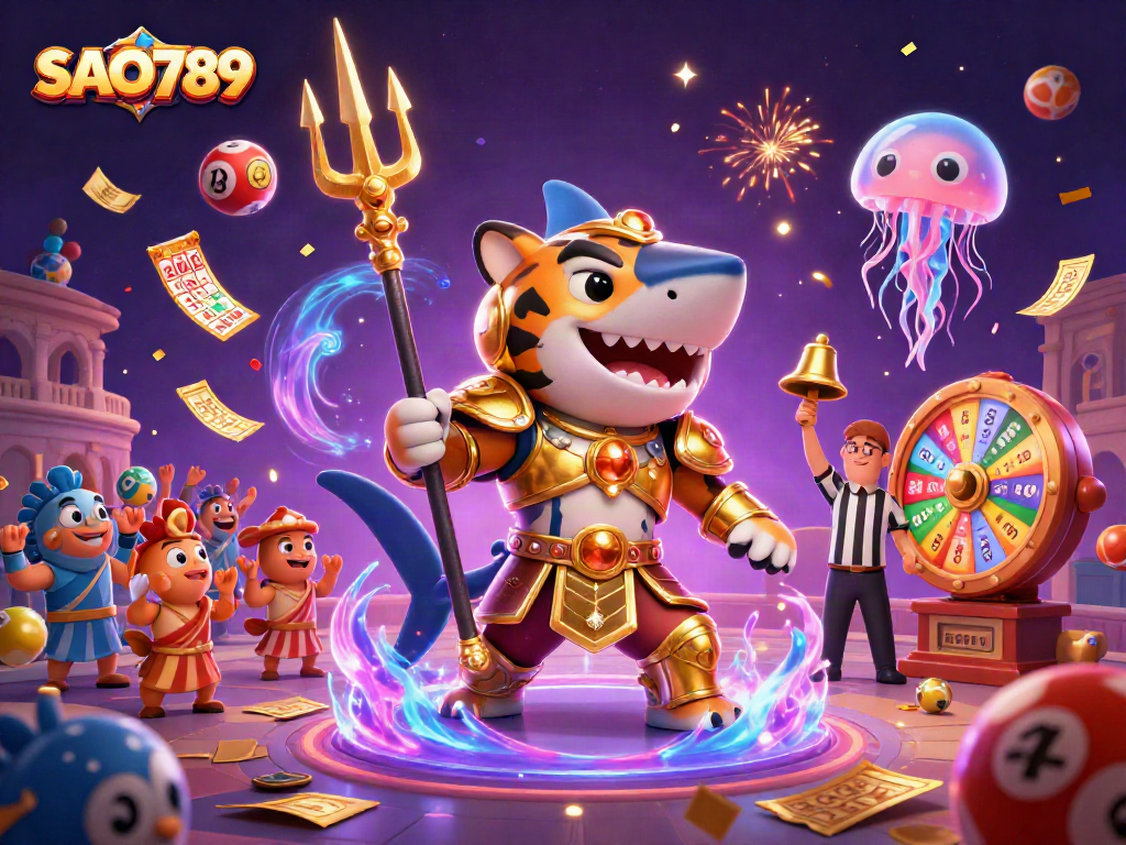 Engage in thrilling gameplay at SAO789 with vibrant lottery and casino elements in a dynamic underwater scene.