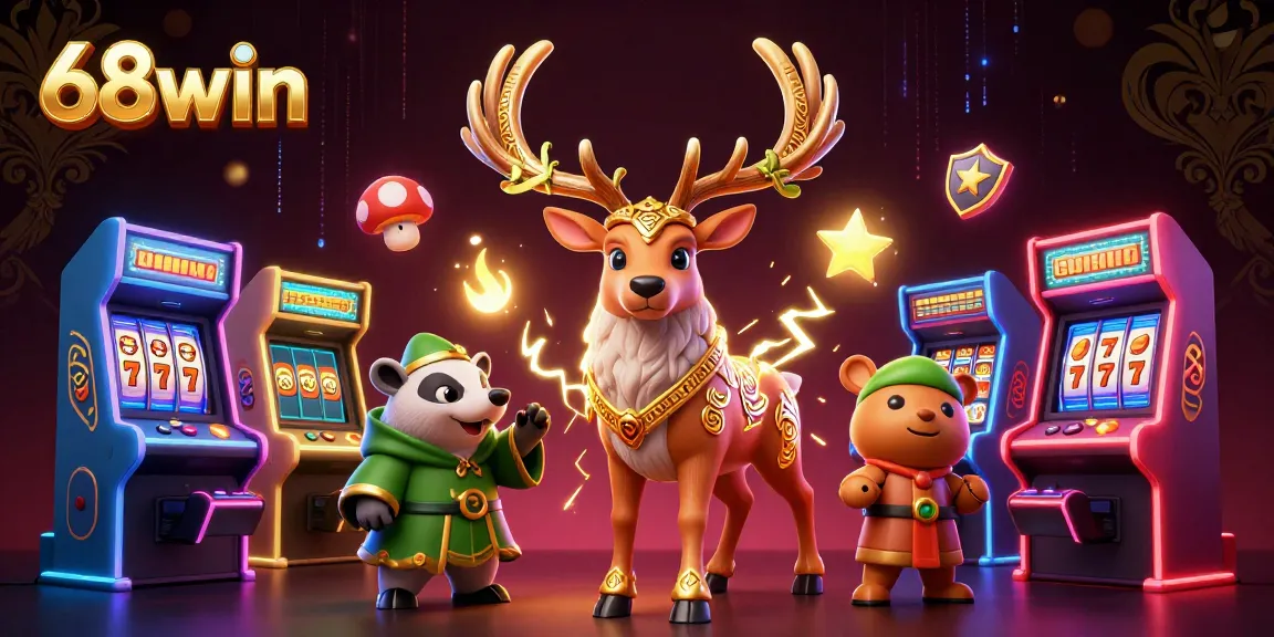 Experience the thrill of 68win with vibrant 3D characters and dynamic casino elements.