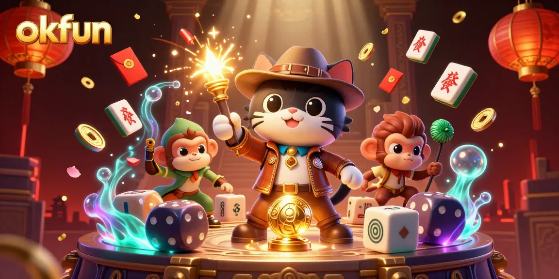 Engage with okfun's thrilling gaming experience as an explorer cat discovers golden casino treasures!