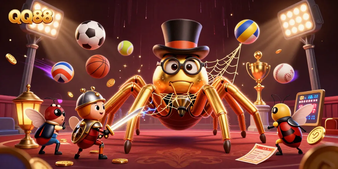 Experience thrilling action at QQ88 with a vibrant scene of characters weaving excitement together.