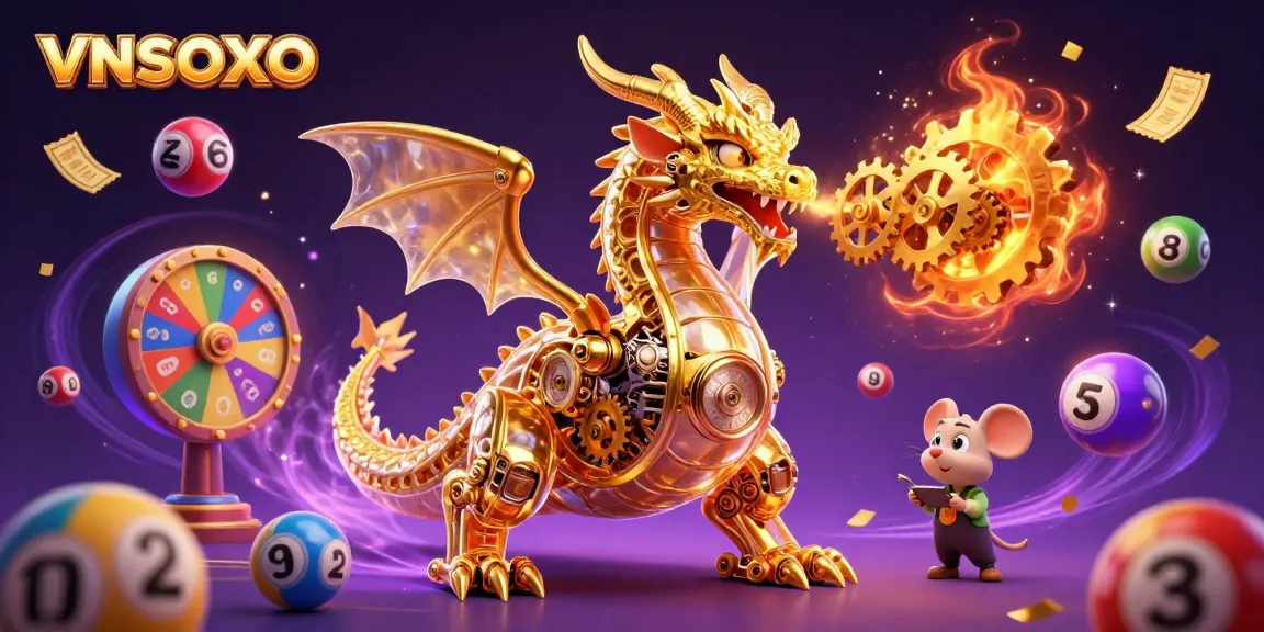 Win big with VNSOXO's vibrant online gaming world featuring a golden dragon and spirited game elements.