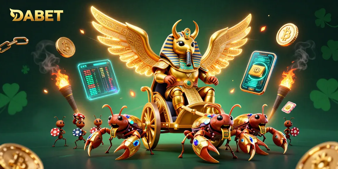 DABET players strategize in an ultra-detailed casino scene filled with gold and crypto elements.