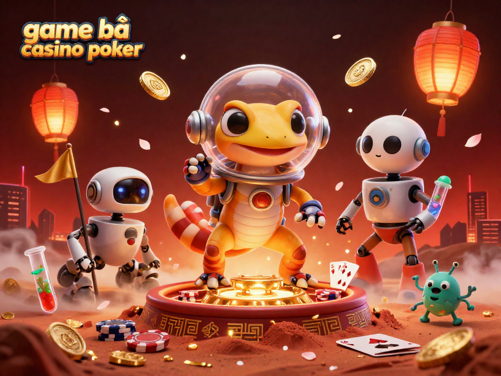 Engage with the game bài casino poker as a Martian gecko discovers a golden casino on Mars.