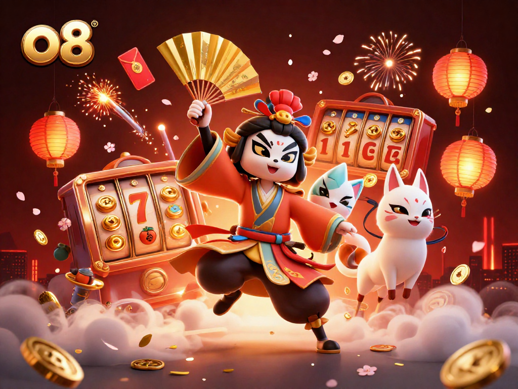 Win big with o8's vibrant casino games featuring 3D characters and slot elements