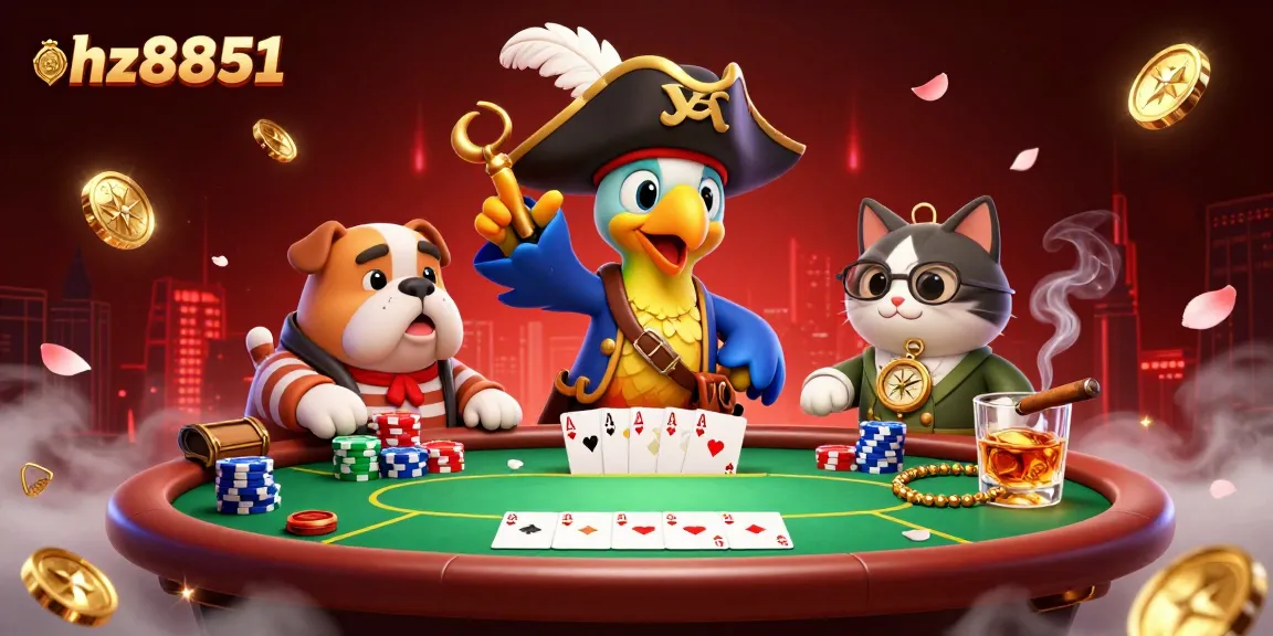 Experience thrilling gameplay at hz8851 with vibrant poker scenes full of colorful chips and charismatic characters.