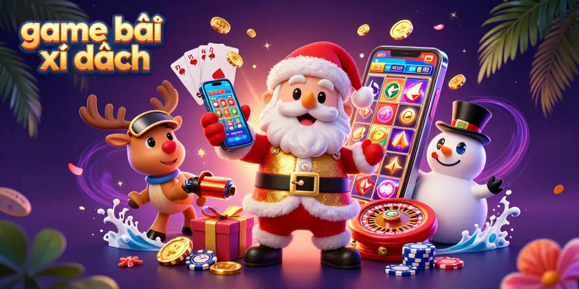 Experience the excitement of game bài xì dách with a vibrant 3D casino scene.