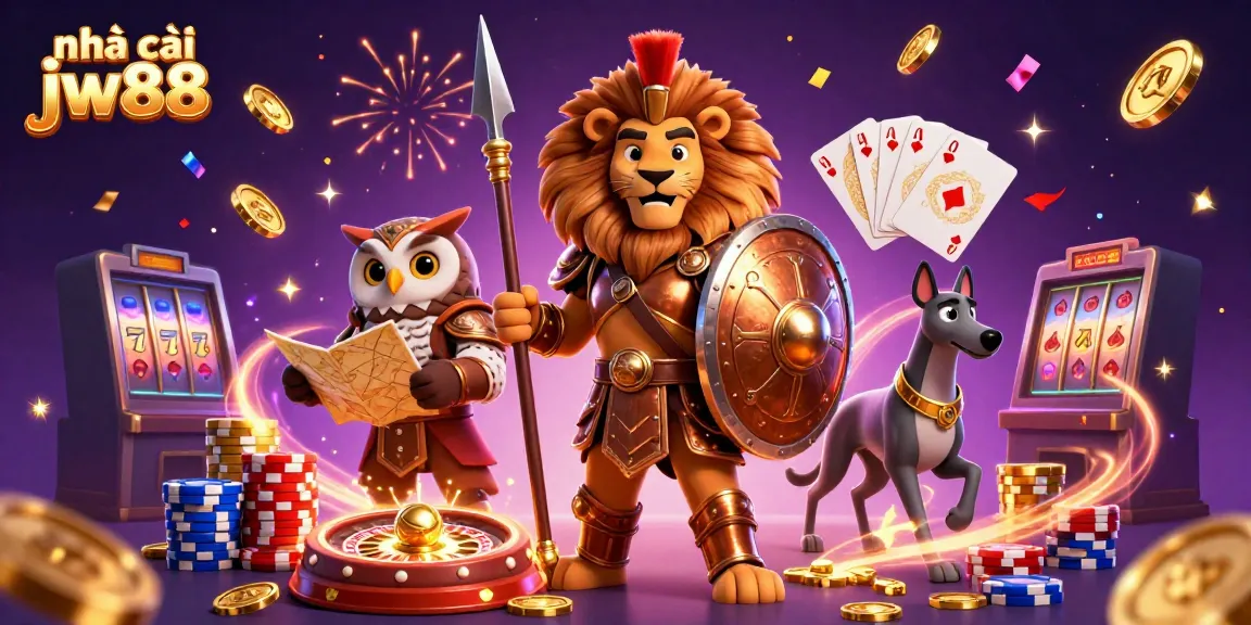Experience exciting gameplay with nhà cái jw88 as a Spartan lion, wise owl, and swift greyhound embody vibrant casino elements.