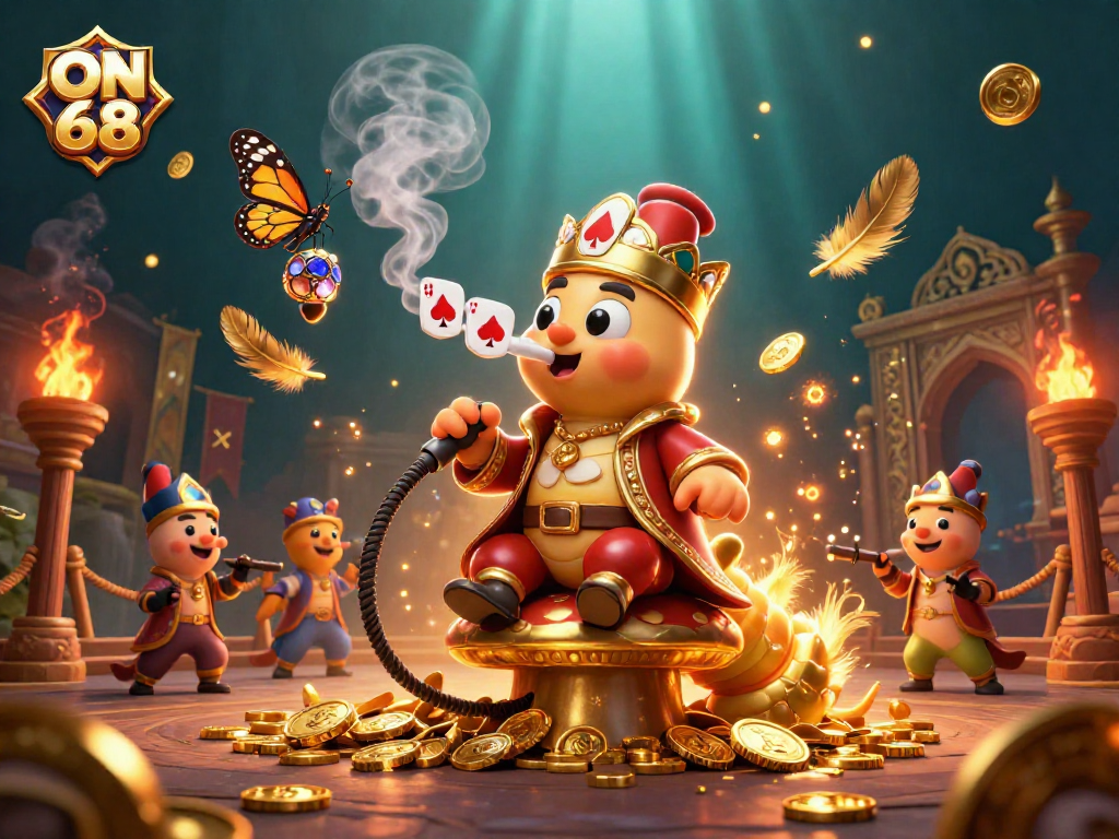 Experience the excitement of ON 68 in this vibrant illustration featuring unique characters and gaming elements.
