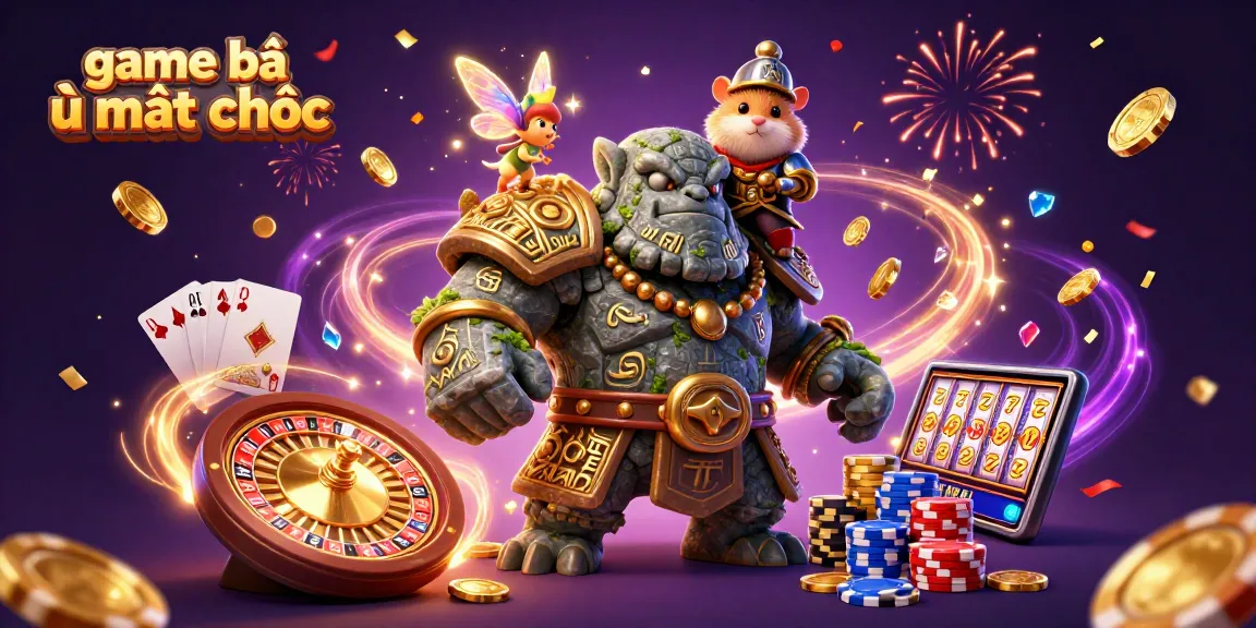 Engage with the game bài ù mạt chược as a golem guardian and fairy companion bring luck through cascading coins and vibrant casino elements.