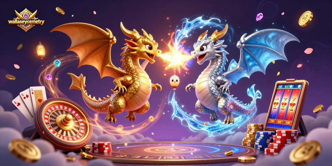 Engage with wallaseycemetery through a vibrant casino-themed 3D Dragon illustration showcasing action-packed gaming elements.