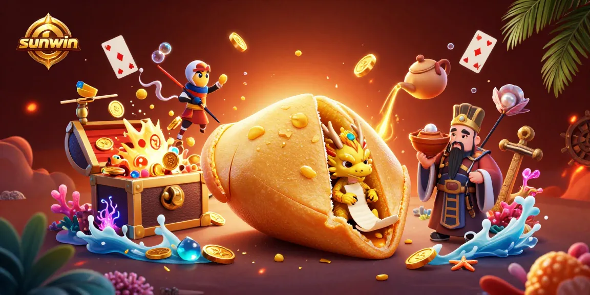 Win big with sunwin in an exciting casino scene featuring golden fortune elements.