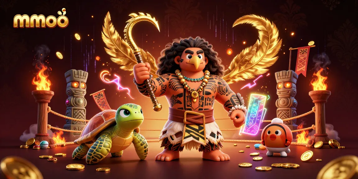 Experience thrilling betting action with mmoo's stunning design featuring a demigod and treasures.