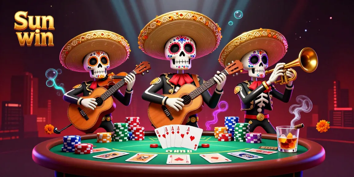 Experience the excitement of Sun win with a vibrant mariachi poker scene rich in detail.
