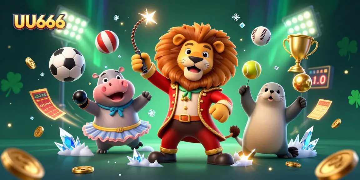UU666 showcases a vibrant scene with cartoon characters engaging in thrilling games and sports betting action.