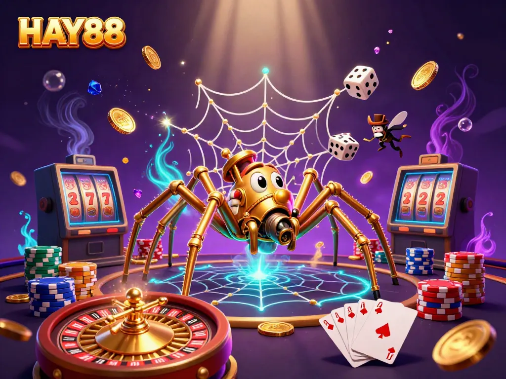 Experience the thrill of HAY88 with golden steampunk elements and vibrant casino imagery.