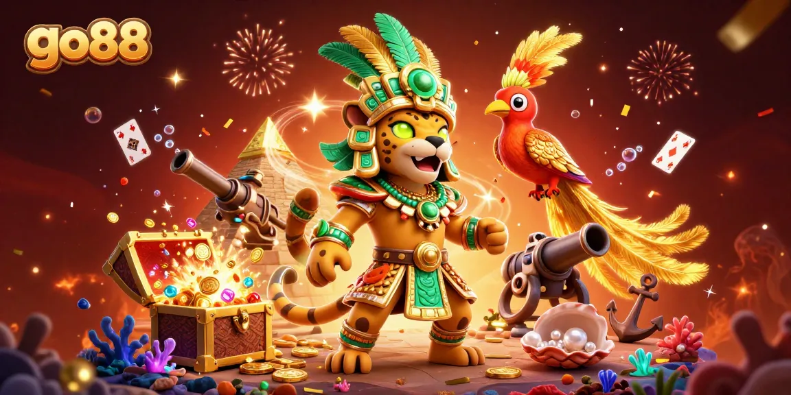 Experience the excitement of go88 with immersive gambling illustrations and vibrant casino elements.