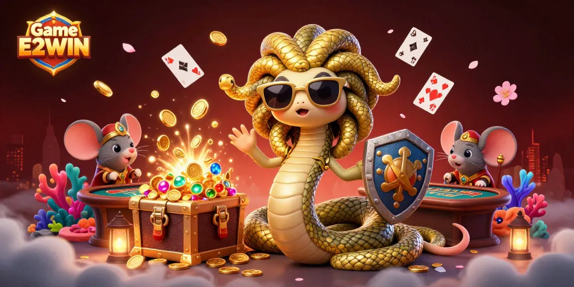 Experience thrilling wins with Game E2WIN featuring Medusa and warrior mouse at an exciting casino.