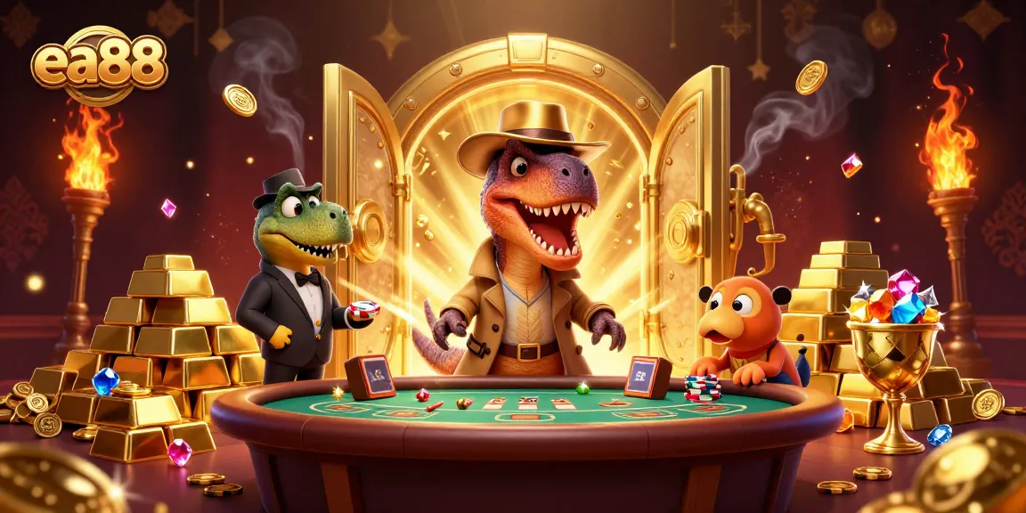 Experience the excitement of ea88 with a velociraptor card counter strategizing at a blackjack table.
