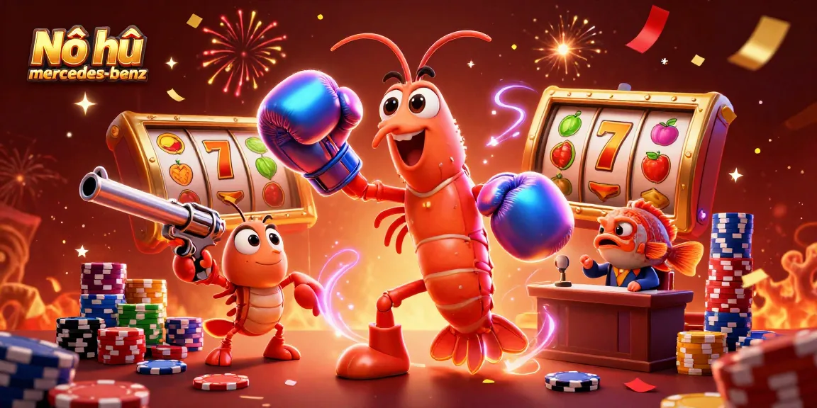 Nổ hũ mercedes-benz jackpot winning scene with playful sea creatures and vibrant gaming elements.