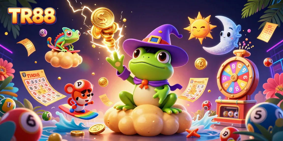 TR88 showcases a thrilling 3D scene with enchanting characters amidst a dynamic lottery and casino game atmosphere.