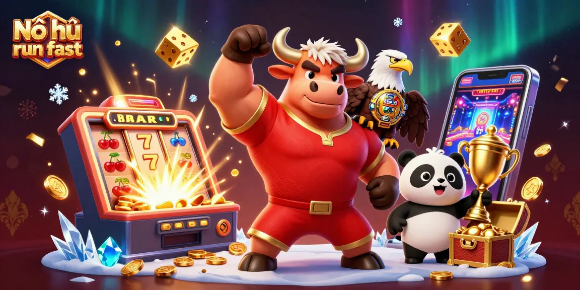 Win big in Nổ hũ run fast with our lively 3D casino illustration featuring exciting game elements.