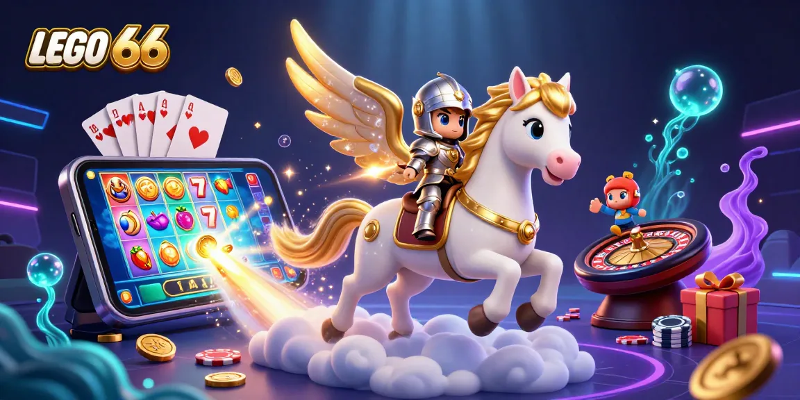 Lego66 animates a 3D scene filled with colorful slot reels, golden coins, and enchanting character dynamics.