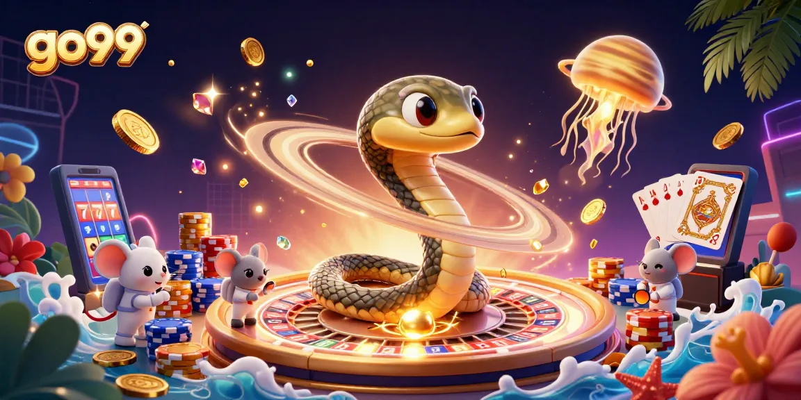 Experience the thrill of go99 with vibrant casino elements in a dynamic cosmic setting.