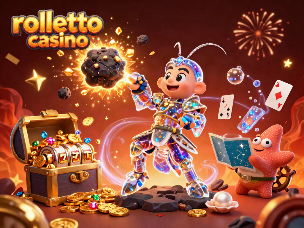 Experience rolletto casino's exciting gameplay with vibrant illustrations featuring slots and gold coins.